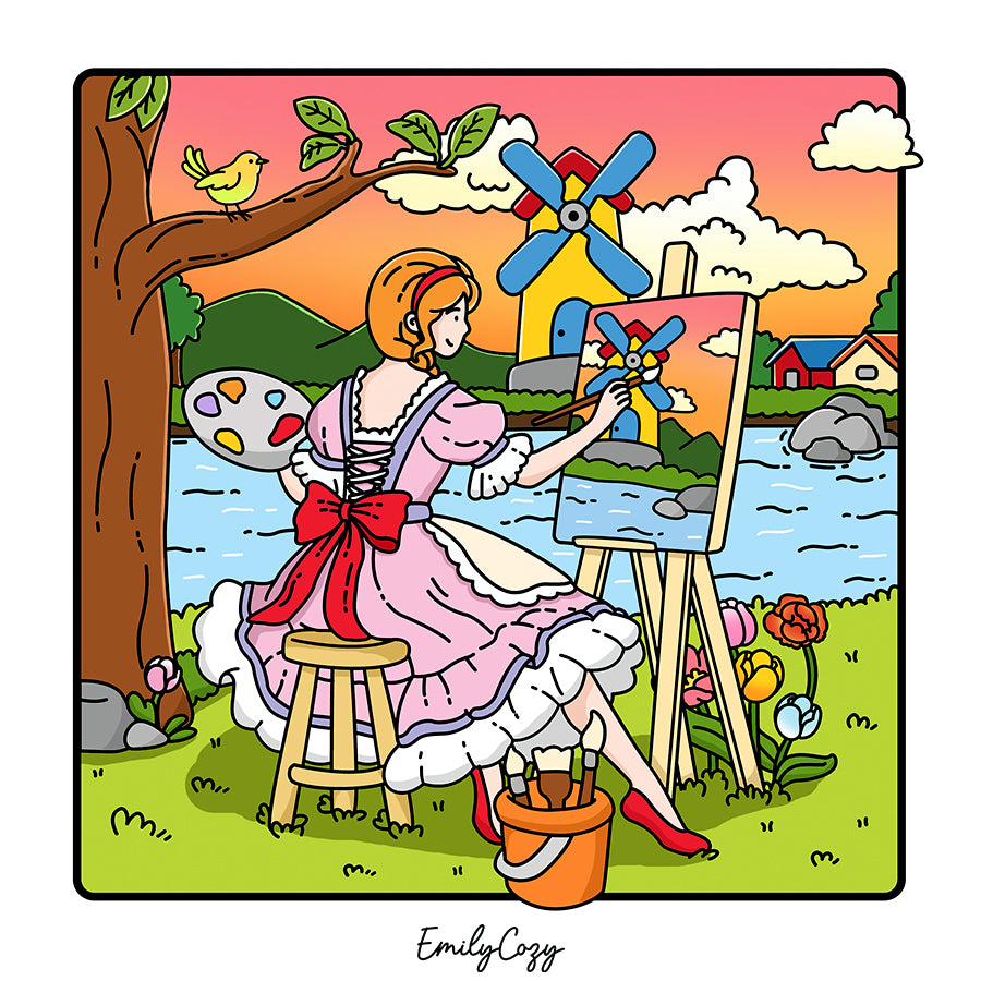 Cottage Girl Coloring Book