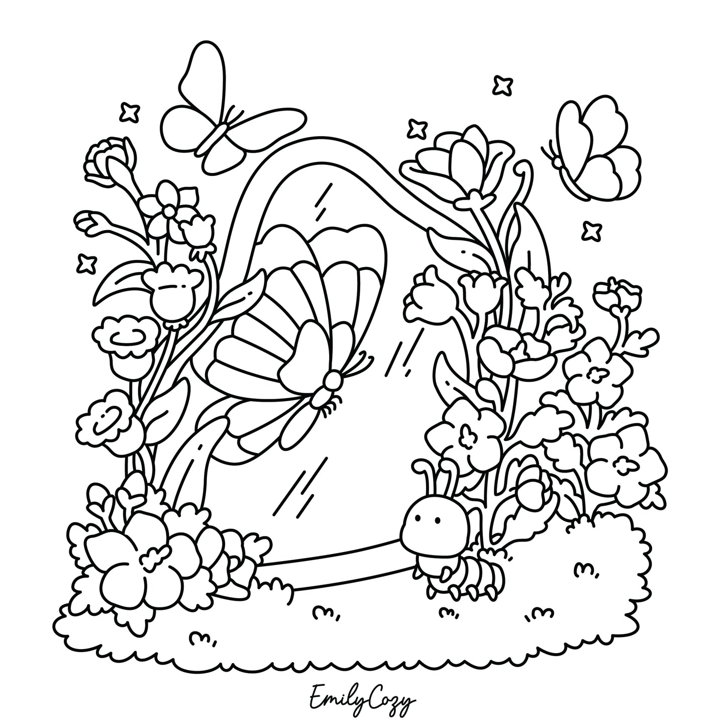 Butterflies and Flowers Coloring Book