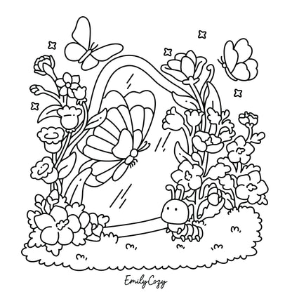 Butterflies and Flowers Coloring Book