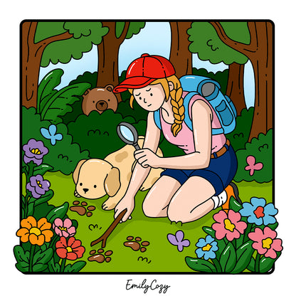 Camping Girl Coloring Book