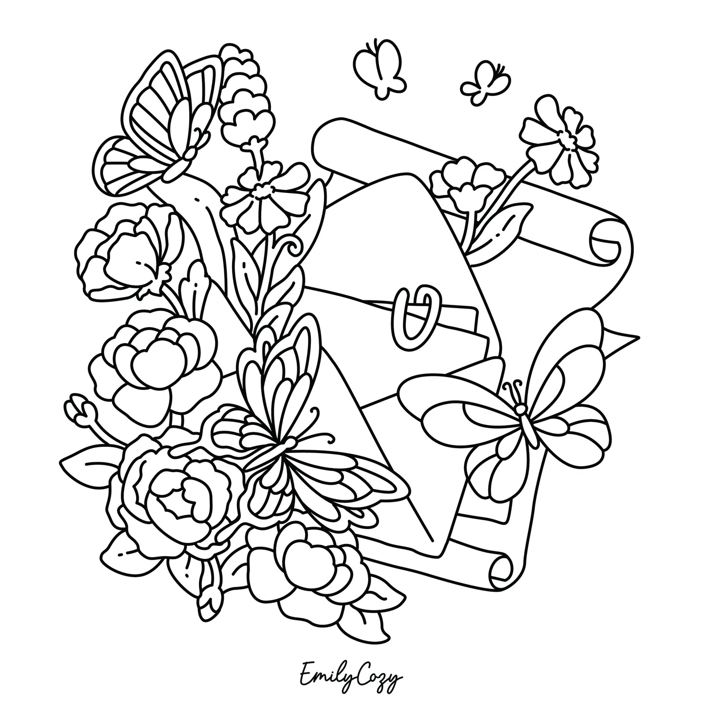 Butterflies and Flowers Coloring Book