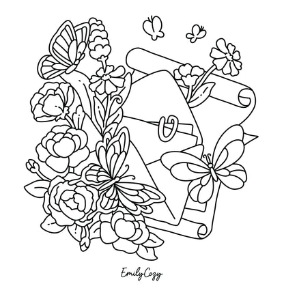 Butterflies and Flowers Coloring Book