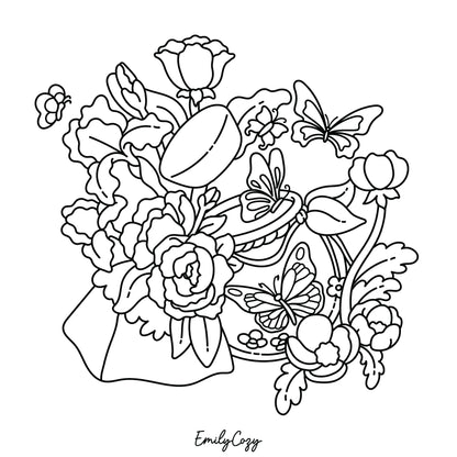 Butterflies and Flowers Coloring Book