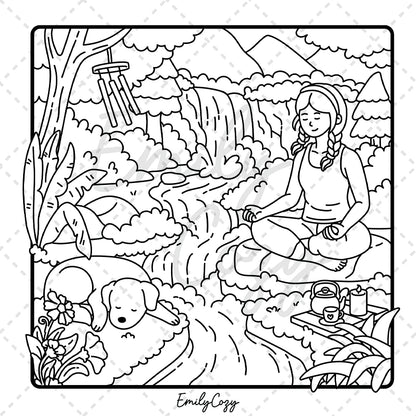 Camping Girl Coloring Book