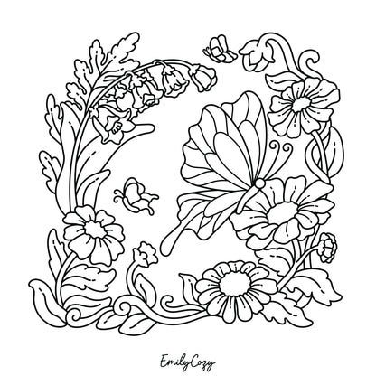 Butterflies and Flowers Coloring Book