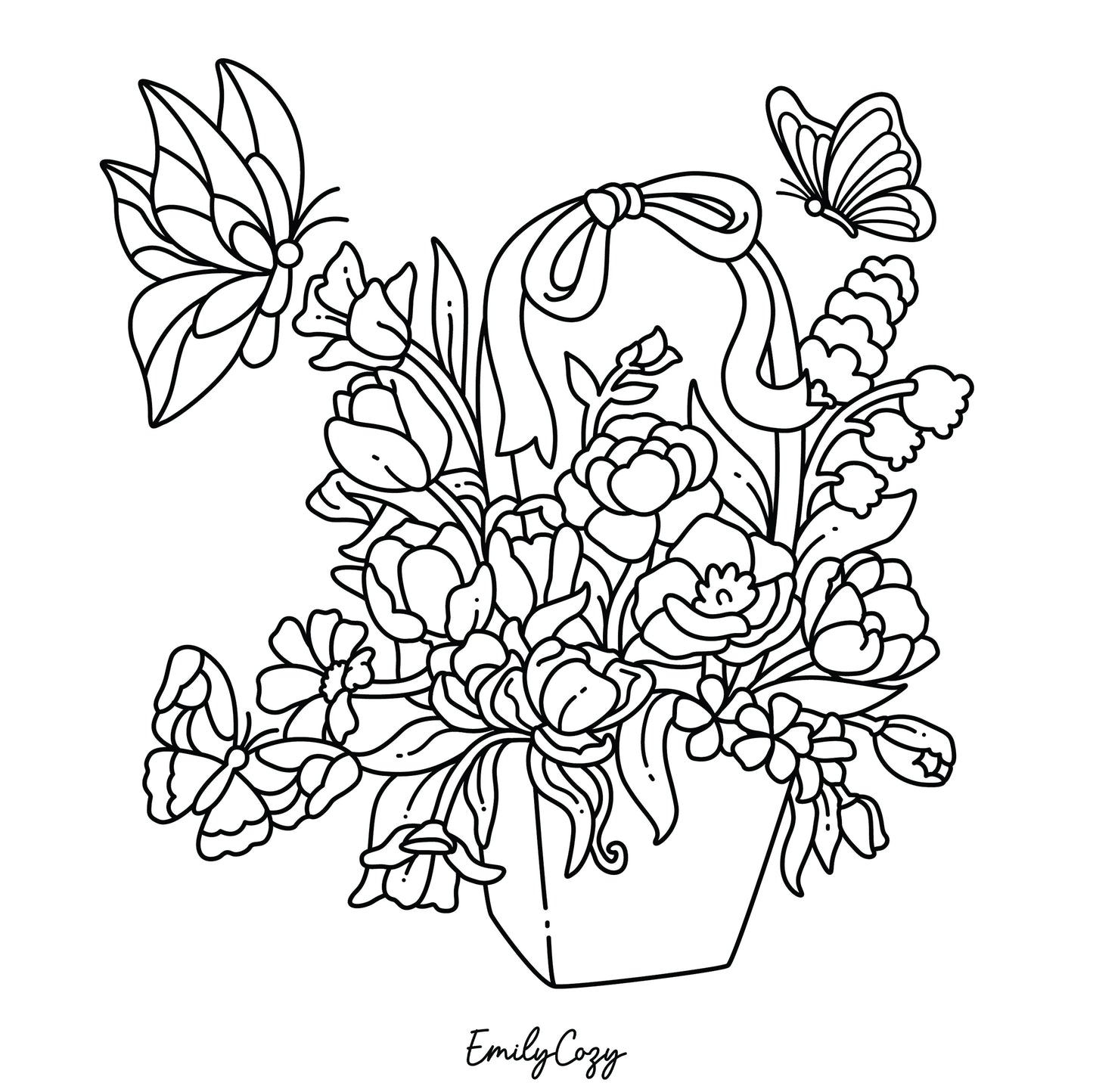 Butterflies and Flowers Coloring Book