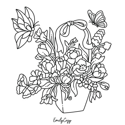 Butterflies and Flowers Coloring Book