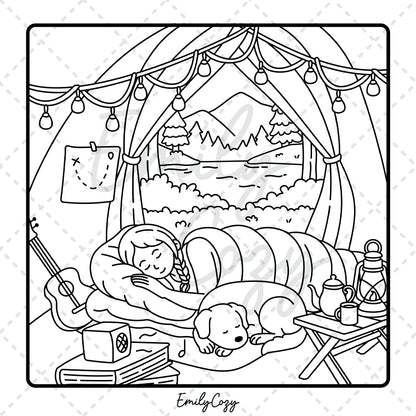 Camping Girl Coloring Book